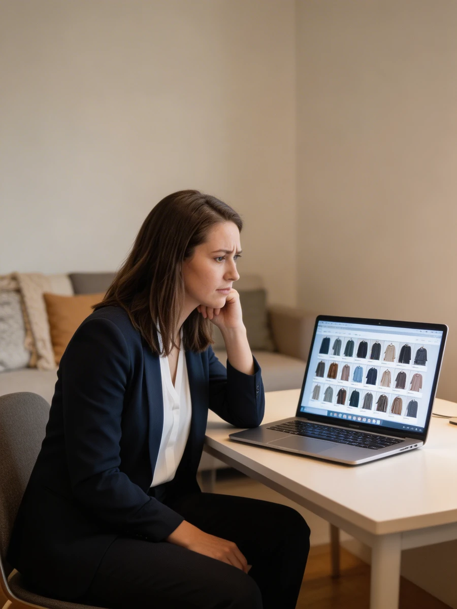 Döntési bénultság illusztrációja — sok termék, nehéz választás